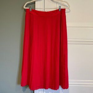 J Crew Red pleated midi skirt size 10